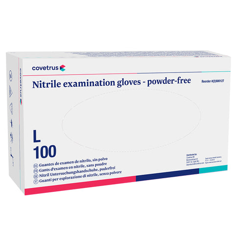 Gloves - HS - Nitrile Powder Free, Large White (100 Pack)