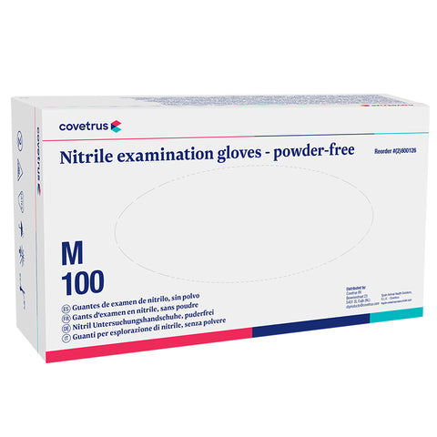 Gloves - HS - Nitrile Powder Free, Medium White [100 Pack]